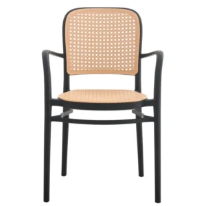 mobiliario-contract-sillon funchal apilable polipropileno negro y beige 1